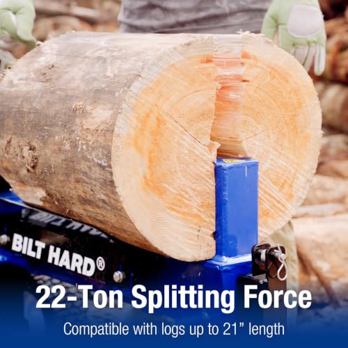 Image of BILT HARD 22 Ton Gas Log Splitter, 209cc Engine with 2 Stage 14 GPM Hydraulic Pump, 21 Inch Log Capacity, Horizontal Hydraulic Firewood Splitter for Home, Farm and Outdoor Use