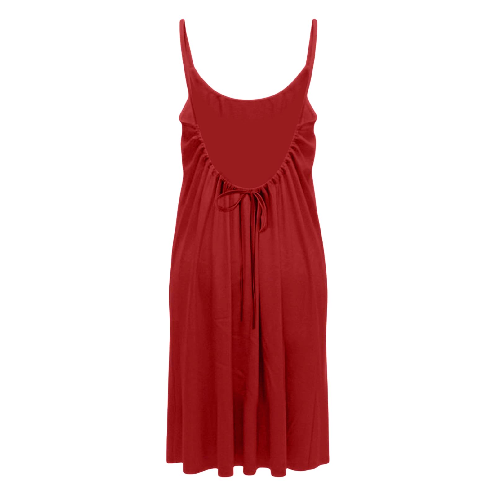 Damska 2026 Bez pleców Cami Sundress Letnia Plaża Casual Maxi Spaghetti Pasek Luźna Długa Sukienka Wakacyjny Strój Sukienki dla Kobiet Bez Rękawów Jednolity Kolor Lounge Zwiewny Dom Odzież wewnętrzna