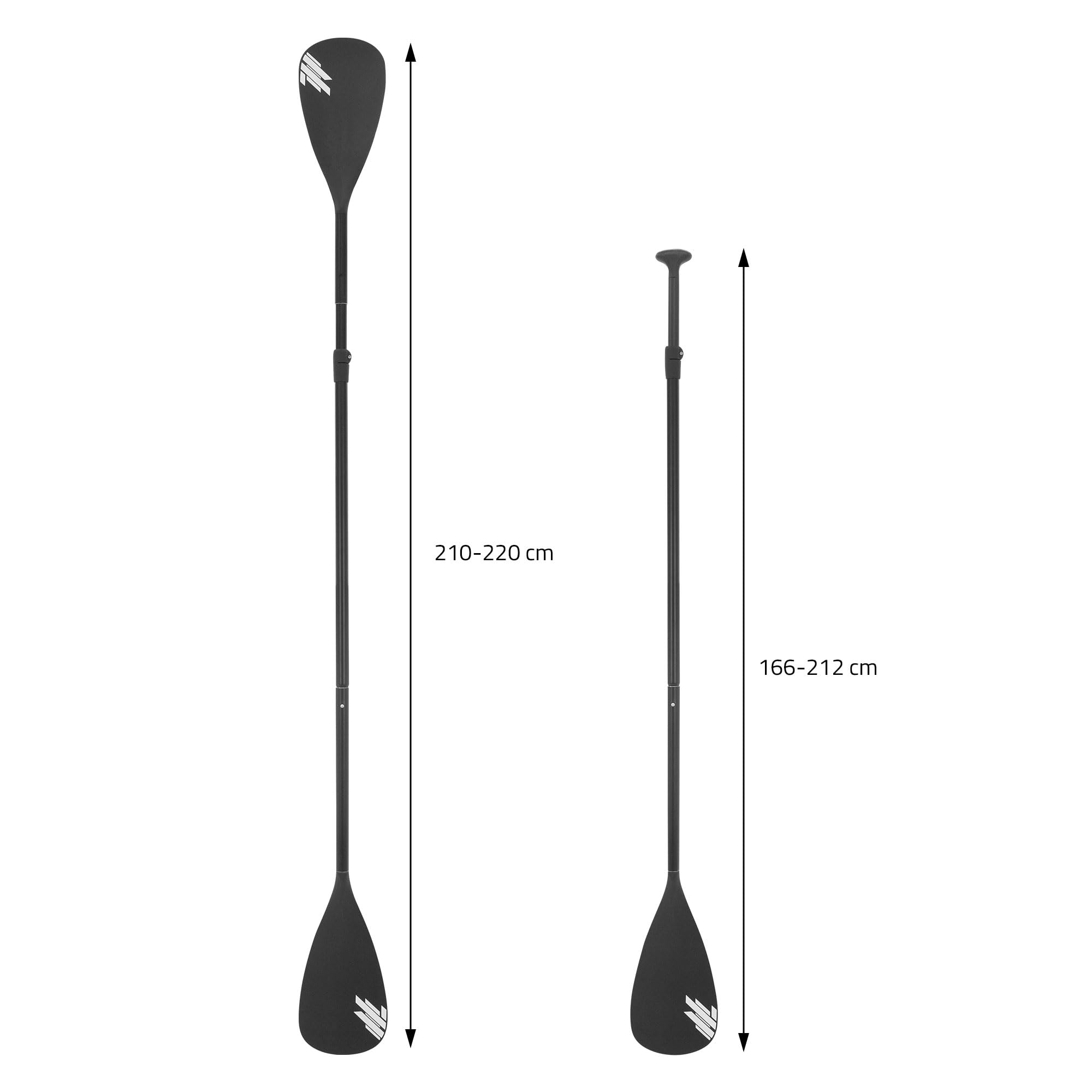 ECD Germany 2-in-1 Paddel für SUP/Kajak, 4-teiliges Kajakpaddel aus Aluminium, Länge individuell verstellbar, Doppelpaddel Stechpaddel Teleskoppaddel Stand Up Paddle Zubehör für Kanusport Kajakfahren