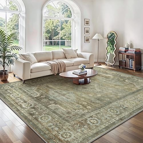 GENIMO Boho Vintage Teppich, Waschbar & rutschfest, Kurzflor Teppich für Wohnzimmer, Schlafzimmer oder Esszimmer, Stilvoller Carpet, Kupfer Braun, 160x230 cm