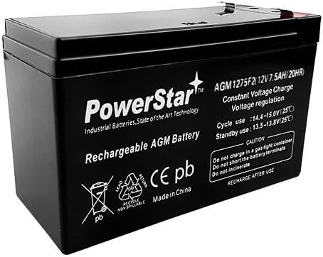 PowerStar Verizon FiOS PX12072-HG 12v 7.5ah SLA Sealed Lead Acid Genuine AGM Rechargeable Battery (W/F-2 Adapter)