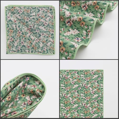 Image of Floral Pocket Squares for Men with Holder Printed Flower Mens Handkerchief Cotton Suit Pocket Hanky for Wedding