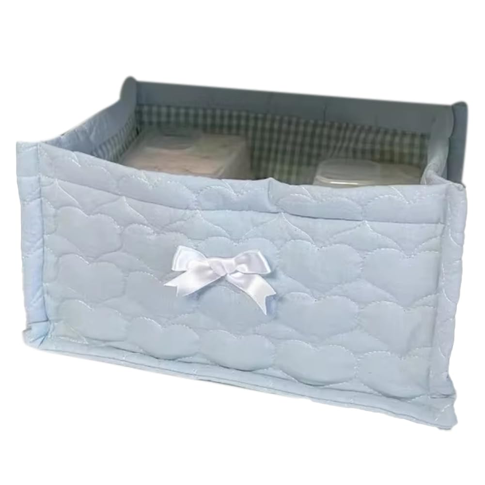 CTRLZS Fabric Quilted Storage Basket Cute Fabric Storage BOX Fabric Home Decoration Blue