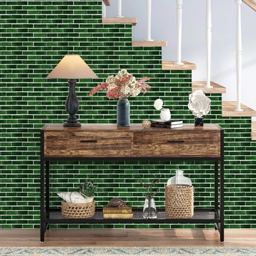 Baldosas Adhesivas Pared Verde Negro Azulejos Adhesivos Cocina PVC Autoadhesivo Vinilos de Pared Decorativos Azulejos Adhesivos Baño Impermeable Azulejos Adhesivos Extraíble 15x30cm/1pcs