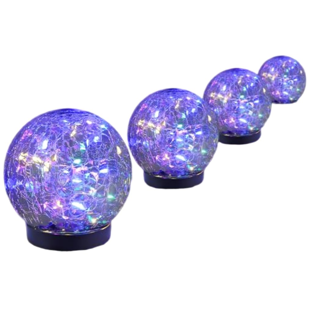 Solar Globe Lights - 4 Pack Cracked Glass Solar Ball Lights, Waterproof Garden Orbs for Patio Yard Lawn Pathway