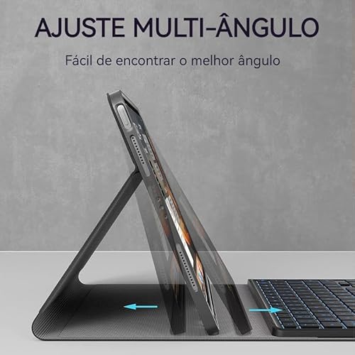 Capa Para Tablet Com Teclado Bluetooth Para iPad Air4/Air5 10.9 Polegadas (Cinza Lavanda, Teclado de