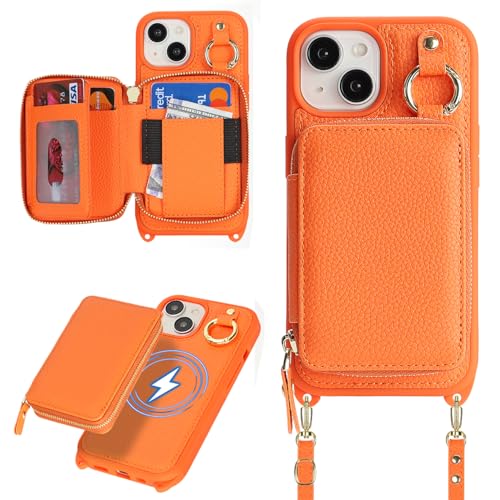Image of Hamany for MagSafe Crossbody Wallet Case for iPhone 15 -Orange