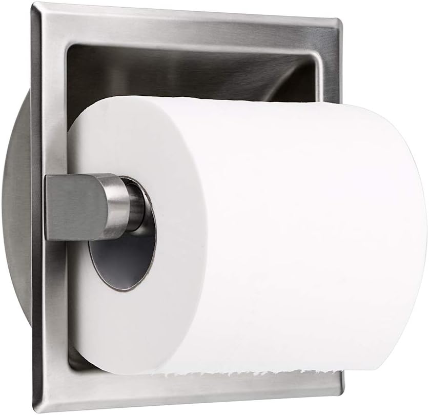 Amazon Com Sumnacon Stainless Steel Recessed Toilet Paper Holder Wall Mounted Metal Recessed Tissue Roll Dispenser For Home Cabinet Bathroom Kitchen Commecial Application Organization Brushed Nickel Tools Home Improvement