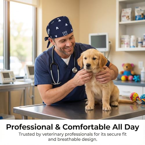 Funcl Cute Printed Working Cap Bouffant Turban Cap with Schweißband Adjustable Tie Back Hats for Women/Me - - Einheitsgröße