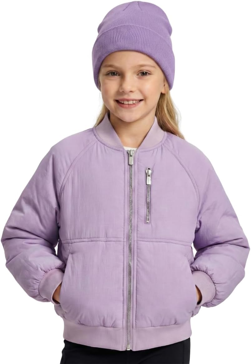 WELAKEN Girls Lightweight Puffer Bomber Jacket – Ultra-Soft Winter Coat with Multiple Pockets