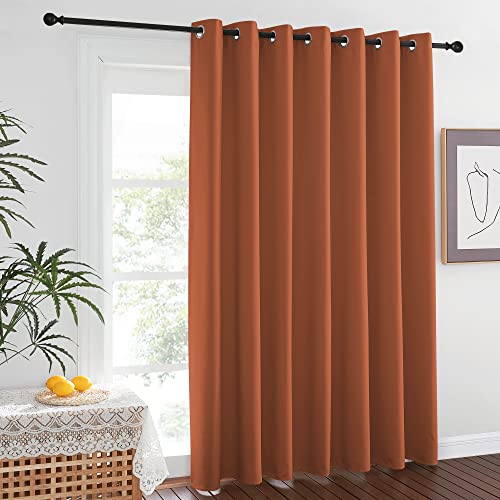 Image of NICETOWN Burnt Orange Curtains for Sliding Glass Door, 84 inch Long, Grommet Single Curtain Panel, Sound Reducing Blackout Curtains for Bedroom /Doorway Living Cabin (8.3ft Wide by 7ft Long)