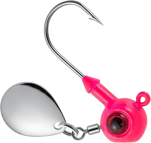 Dr.Fish Paquete de 10 plantillas de pesca Underspin de pie, cabezas de plantilla redondas, hoja giratoria, plantillas de pesca pintadas, cabezas de