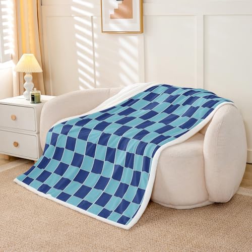 Image of Erosebridal Initial Letter G Fleece Blanket Twin 60 inchx80 inch Pink and White Checkered Sherpa Blanket Cute Monogram Plaid Fuzzy Plush Throw for Kids Girls Women,Kawaii Gingham Grids Decor for Bed Couch
