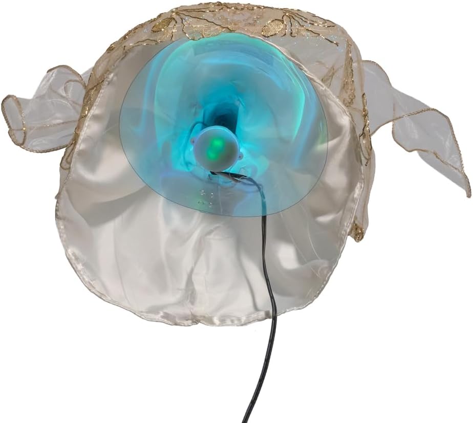 Kurt Adler Fiber Optic LED RGB Ivory & Gold Angel Treetop