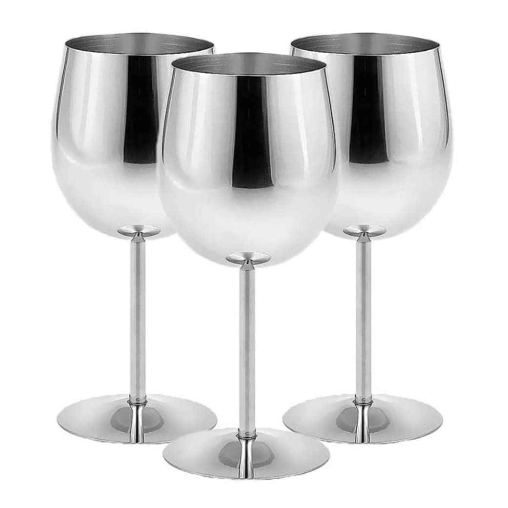 Verres à vin rouge en acier inoxydable incassables cocktail blanc lot 3pcs