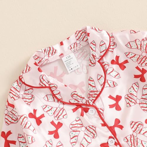 MAINESAKA Toddler Baby Girl Satin Pajamas Set Feather Trim Long Sleeve Button Down Tops Long Pants 2Pcs Pjs Sleepwear Outfits (B-Pink, 1-2 Years) - Thumbnail 4