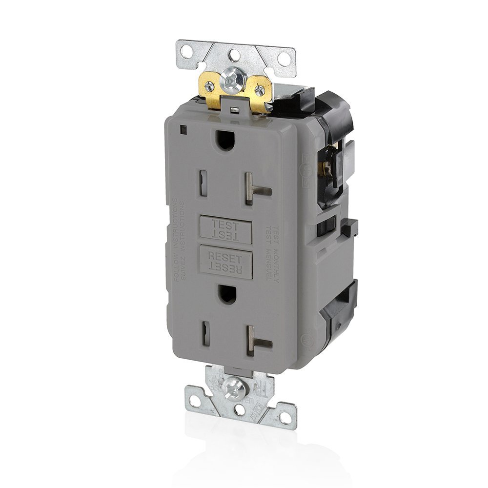 Réceptacle GFCI Leviton MGFT2-GY Lev-Lok 20A gris inviolable de qualité industrielle