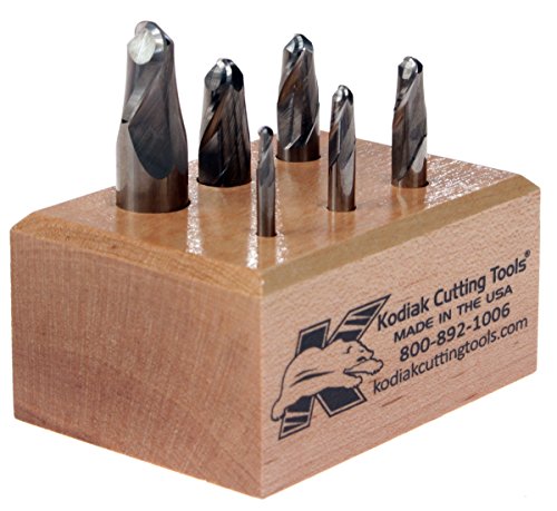 Image of Kodiak Cutting Tools LD-B4PZ-OVEL USA Made Micrograin Carbide Ball Nose End Mill Set, 2 Flute, 1 /8 inch to 1 /2 inch (Pack of 6)