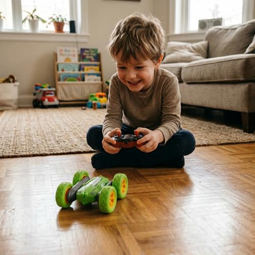 Image of Amazon Brand - Jam & Honey Off Roader Rechargeable Remote Control Car | RC Monster Truck with LED Headlights, Type-C Charging, Anti-Skid Tyres, 120 Ft Range | 2.4GHz Remote Controller - Green (MT0624)