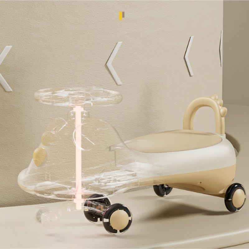 Samochód na biegunach, Wiggle Car Ride On Push z gładkimi kołami siedzisko do przechowywania krokodyl na biegunach przesuwana zabawka wewnętrznej huśtawki zewnątrz karty(Gelb,Flash wheel)