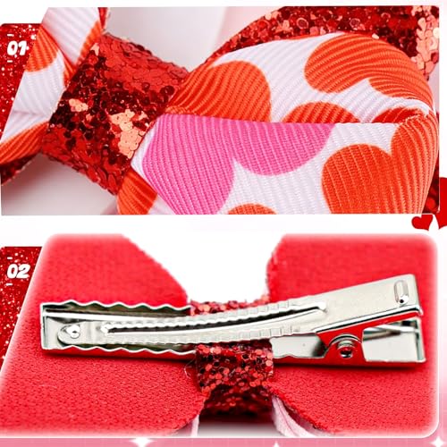 Pinza para cabello con moño y brillo rojo miniatura 5