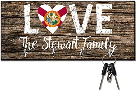 Pattern Pop Personalized Love Florida State Flag Key Hanger image 2