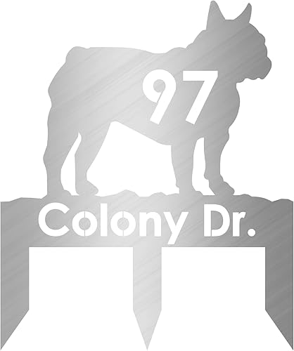 Miniatura 5 de French Bulldog Address Sign  Custom Metal In-Ground Dog Yard Sign with Stakes  House Numbers for Outside  Outdoor Metal Art  Peronalized House