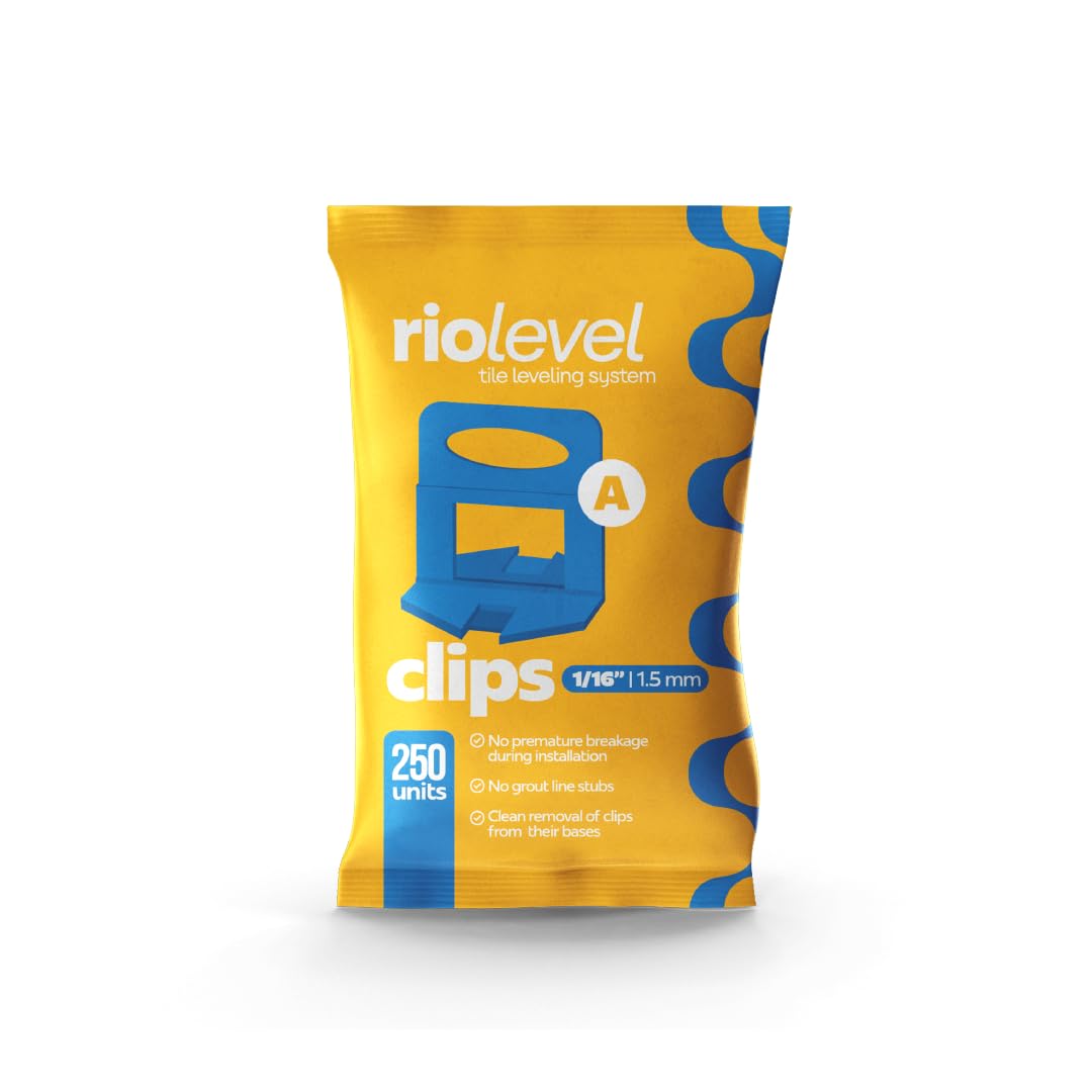 RioLevel Tile Leveling System Clips | 250 PCS | 1/32"(1mm), 1/16" (1.5mm), 1/8" (3mm) | Easy to Use, No Breakage, Easy Removal, Perfect for DIY & Pros
