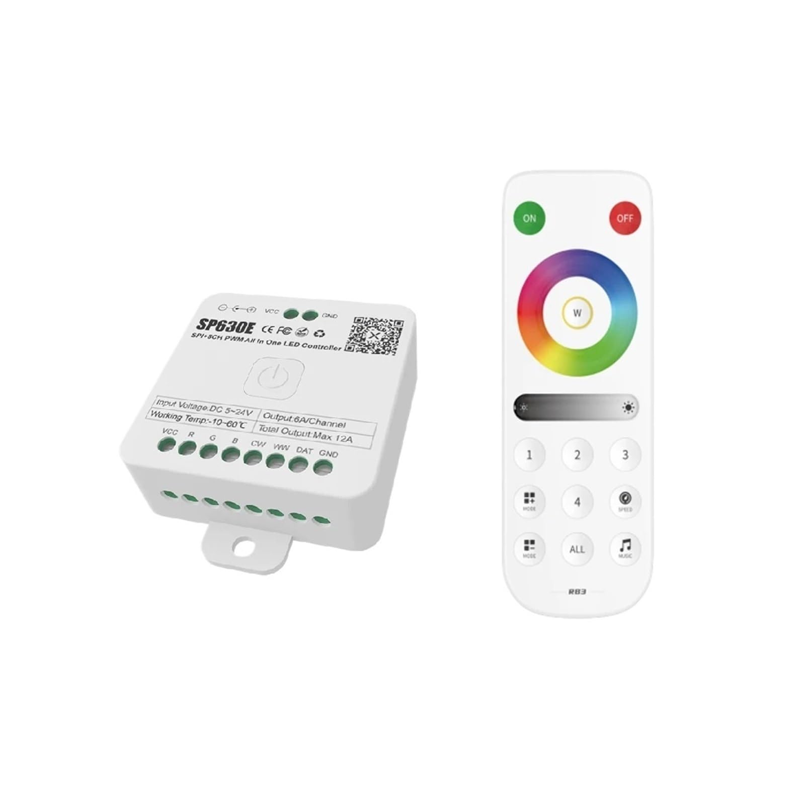 ZXAOMMBEA DC5V-24V SP630E All-in-one LED Controller SPI Pixel 5CH RGB RGBW PWM Light WS2811 5050 3528 FCOB 2.4G Remote Control(SP630E and RB3)