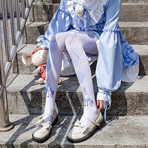 White Pantyhose Fairy for Cat Girls Pattern Tights Stocking4