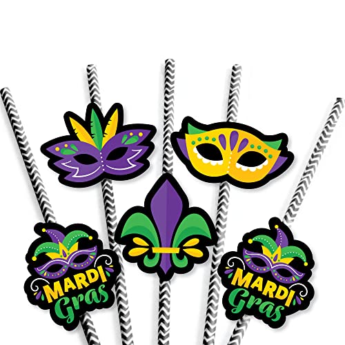 Decoración de Pitillos con Máscaras Mardi Gras - Set 24 miniatura 5