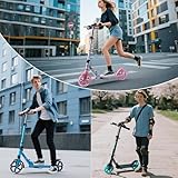 Kick Scooter for Kids Ages 6+ Teens & Adults, with front handbrake and Rear Brake, and Adjustable Handlebars, Big Sturdy PU flash Wheels Great Gift & Toy (Black) - Image 7