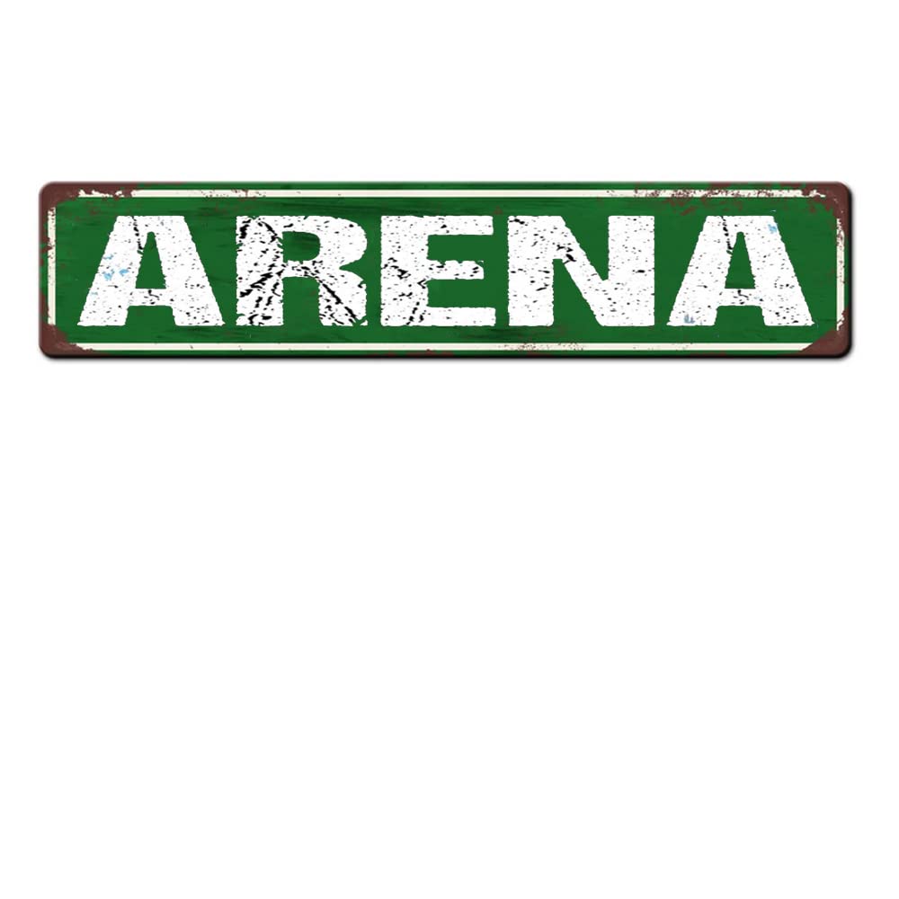 Peiyeety A001 Vintage Metal Tin Sign Decorative Wall Art Arena Themed Sign, Rustic Style, Durable Waterproof Rustproof, For Home, Sports Decor, Stadium, Easy To Mount, 4X16 Inch