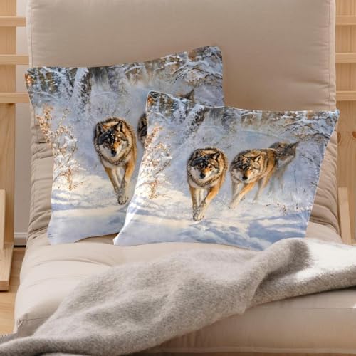 Housse de coussin loup en velours premium au design double face - 3