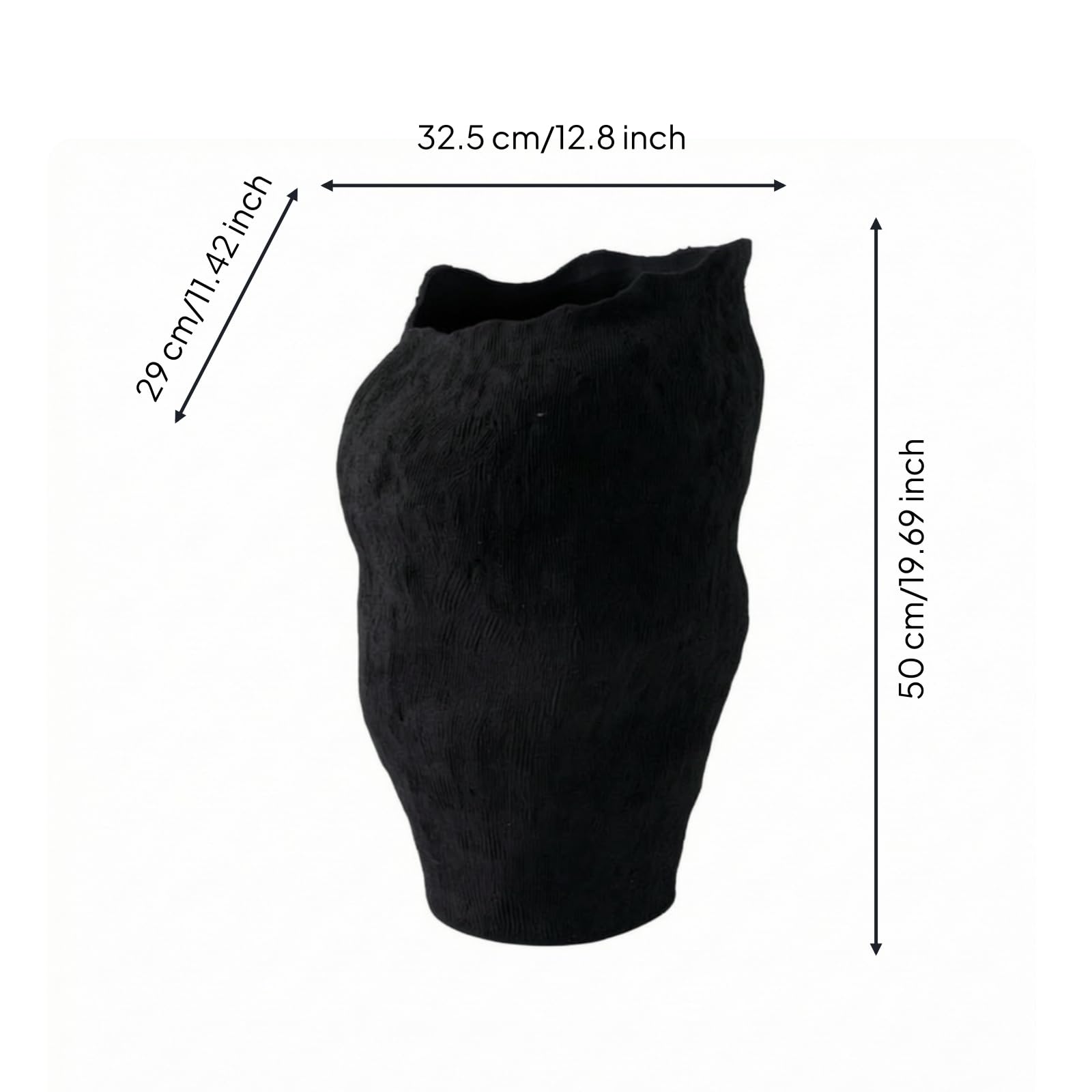 MagiDeal Jarrón de Cerámica Florero Escultural Vaso Decorativo Centro de Mesa Barro con Pátina Artesanal y Acabado Mate Que, Negro, D款 Negro Alto 32.5 29 H50cm