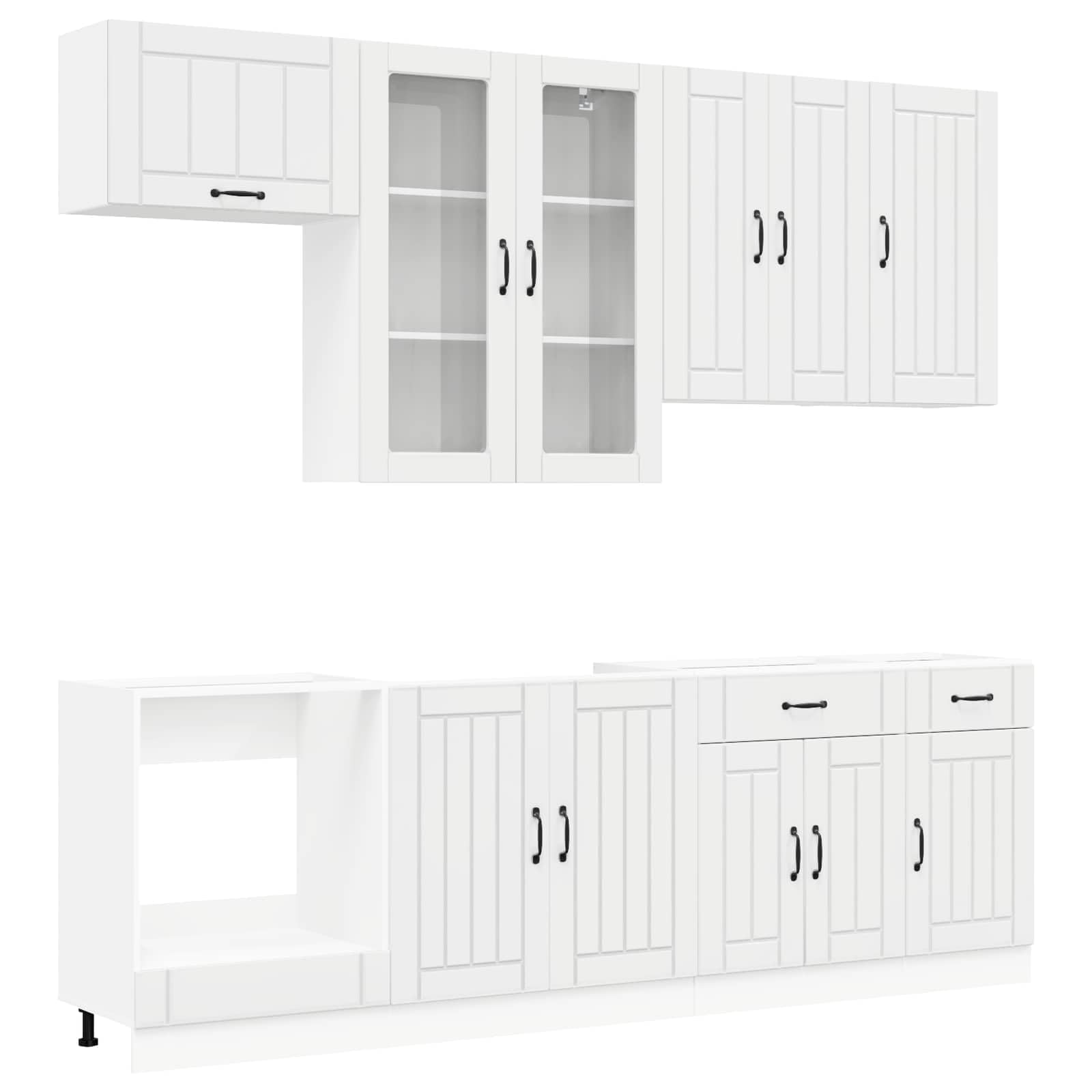 Mobile da cucina Lucca, 8 pezzi, bianco lucido, in legno