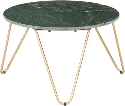 Coffee Table Green 25.6"x25.6"x16.5" Real Stone with Marble Texture, End Tables, Living Table, Center Tables for Living Room, Living Room Furniture for Office, Lounge, Cafe, Study, Bedroom
