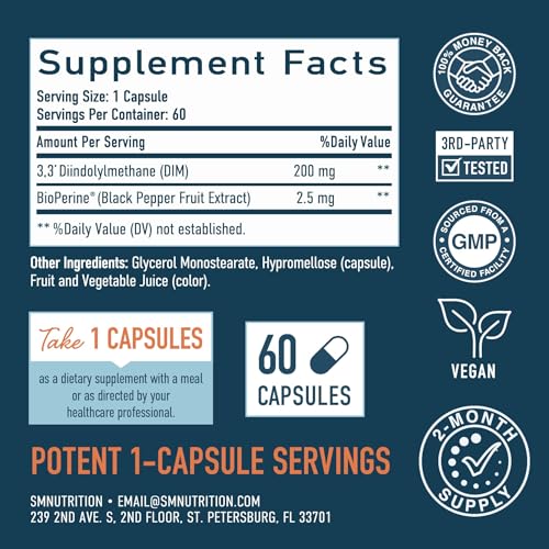 Image of DIM Supplement 200 mg for Hormone Balance | Delayed-Release Microbeadlets | Estrogen Balance for Women & Men, Hormonal Acne Supplements, Menopause & Antioxidant Support | Vegan, Soy Free | 60 Ct.
