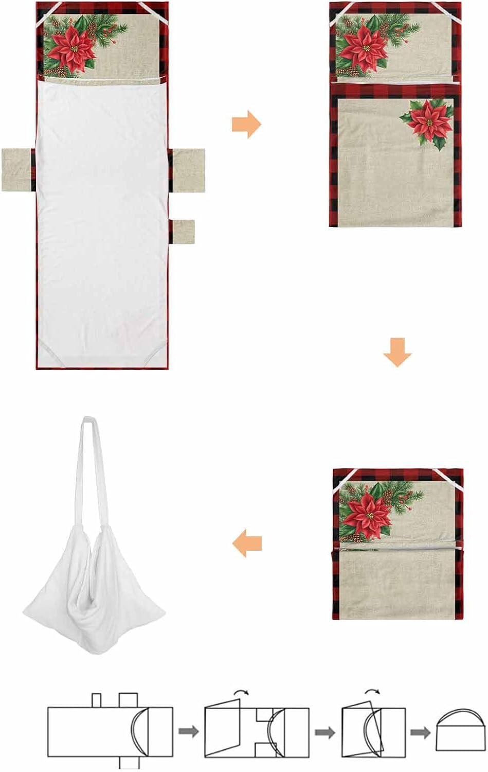 Christmas Holly Beach Pool Patio Lounge Chaise Chair Cover Towel With Pockets,Absorbent & Quick Dry Microfiber Towel Cover Bag Summer Sunbathing Accessories Xmas Pine Poinsettia Rustic Retro Plaid Red