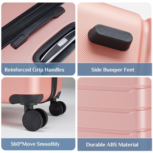 Image of OLIXIS 28 Inch Luggage, Hardside Checked Suitcase with Spinner Wheels, Lightweight ABS Hard Shell Travel Luggage, TSA Approved Lock, Expandable Large Suitcase for Business & Travel-Pink