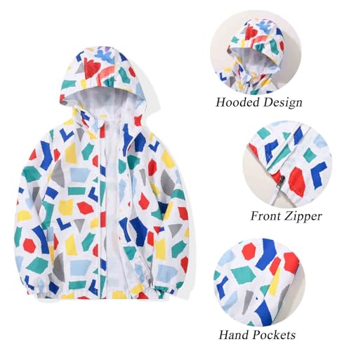 Image of SUNDAY ROSE Girls Windbreaker Jackets Lightweight Water Resistant Coat Outwear with Hooded for Kids