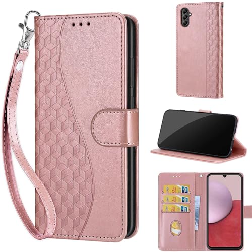 KENHONER Wallet Case for Samsung Galaxy A14 5G Rose Gold