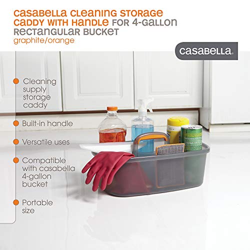 Casabella Plastic Multipurpose Cleaning Storage Caddy With Handle, 1.85 Gallon, Gray And Orange #TOP1
