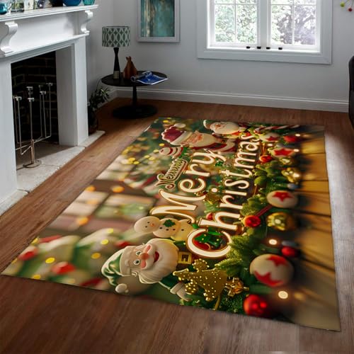 Tapis antidérapant lavable de Noël avec impression 3D 160x200