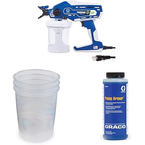 Graco 26D281 TrueCoat 360 Dual Speed Paint Sprayer & 17A226 FlexLiner Paint Bags, 32 oz, Spray, 3-Pack & 243104 Pump Armor, 1-Quart