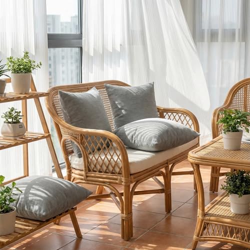 Set of 4 Grey Throw Pillow Covers 20x20 Inch, Neutral Boho Farmhouse Aesthetic Decorative Pillow Cases for Couch, Sofa, Living Room & Bed, Soft Chenille Pillow Cases, Stylish Home Decor, 50x50 cm — view 5