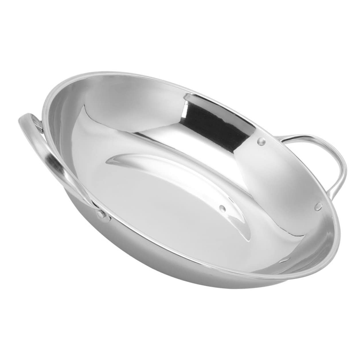 LABRIMP Stainless Steel Flat-bottomed Dry Pot Hot Pot Small Double Handle Household Kitchen Cookware