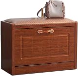 GYDUHYE Scarpiera organizer con ripiano nascosto, moderna scarpiera imbottita in pelle per riporre la casa (dimensioni: 55 x 30 x 45 cm, colore: marrone)