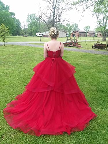Rjer Tulle Ball Gowns For Women Evening Princess Dress Sweetheart Prom Dresses 2023 Wine Red Size 18 #TOP3