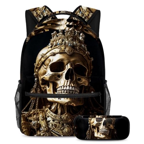 Sac à dos et trousse à crayons squelette Halloween pour garçon et fille multicolore